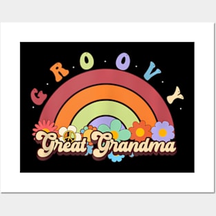 Groovy Great Grandma Rainbow Family Birthday Party Posters and Art